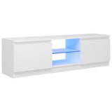 NNEVL TV Cabinet with LED Lights White 120x30x35.5 cm