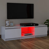 NNEVL TV Cabinet with LED Lights White 120x30x35.5 cm