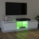 NNEVL TV Cabinet with LED Lights White 120x30x35.5 cm