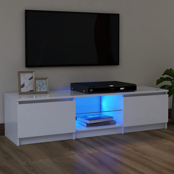 NNEVL TV Cabinet with LED Lights White 120x30x35.5 cm