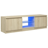 NNEVL TV Cabinet with LED Lights Sonoma Oak 120x30x35.5 cm