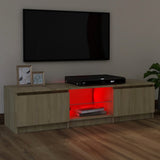 NNEVL TV Cabinet with LED Lights Sonoma Oak 120x30x35.5 cm