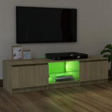 NNEVL TV Cabinet with LED Lights Sonoma Oak 120x30x35.5 cm