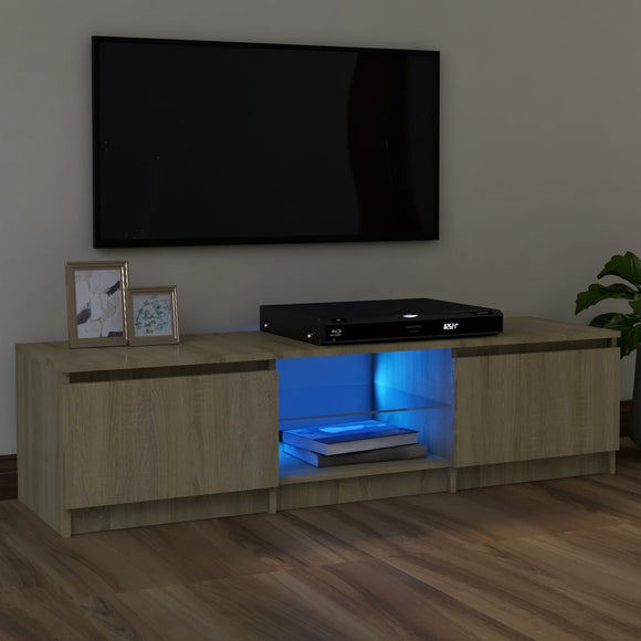 NNEVL TV Cabinet with LED Lights Sonoma Oak 120x30x35.5 cm