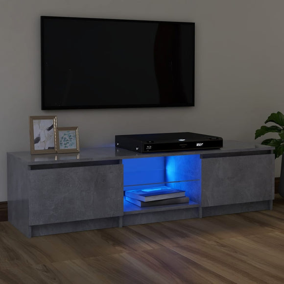 NNEVL TV Cabinet with LED Lights Concrete Grey 120x30x35.5 cm