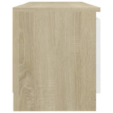 NNEVL TV Cabinet with LED Lights White and Sonoma Oak 120x30x35.5 cm