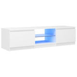 NNEVL TV Cabinet with LED Lights White 140x40x35.5 cm