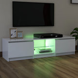 NNEVL TV Cabinet with LED Lights White 140x40x35.5 cm