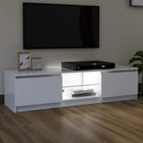 NNEVL TV Cabinet with LED Lights White 140x40x35.5 cm