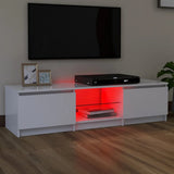 NNEVL TV Cabinet with LED Lights White 140x40x35.5 cm