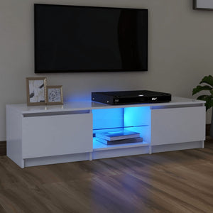 NNEVL TV Cabinet with LED Lights White 140x40x35.5 cm