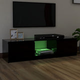 NNEVL TV Cabinet with LED Lights Black 140x40x35.5 cm