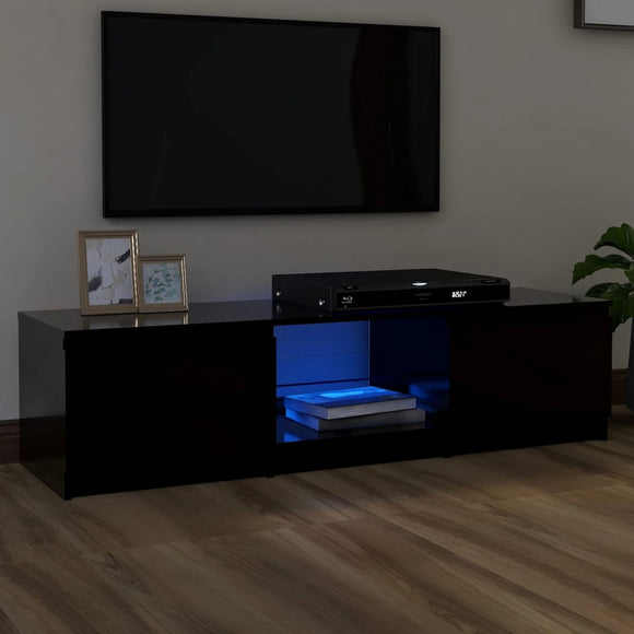 NNEVL TV Cabinet with LED Lights Black 140x40x35.5 cm