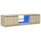 NNEVL TV Cabinet with LED Lights Sonoma Oak 140x40x35.5 cm