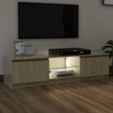 NNEVL TV Cabinet with LED Lights Sonoma Oak 140x40x35.5 cm