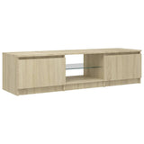 NNEVL TV Cabinet with LED Lights Sonoma Oak 140x40x35.5 cm