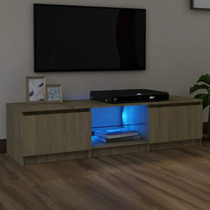 NNEVL TV Cabinet with LED Lights Sonoma Oak 140x40x35.5 cm