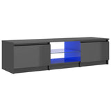 NNEVL TV Cabinet with LED Lights High Gloss Grey 140x40x35.5 cm