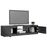 NNEVL TV Cabinet with LED Lights High Gloss Grey 140x40x35.5 cm
