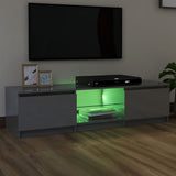 NNEVL TV Cabinet with LED Lights High Gloss Grey 140x40x35.5 cm