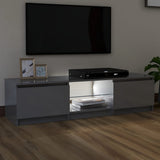 NNEVL TV Cabinet with LED Lights High Gloss Grey 140x40x35.5 cm