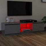 NNEVL TV Cabinet with LED Lights High Gloss Grey 140x40x35.5 cm
