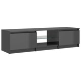 NNEVL TV Cabinet with LED Lights High Gloss Grey 140x40x35.5 cm