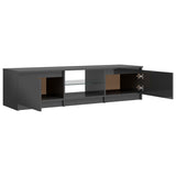 NNEVL TV Cabinet with LED Lights High Gloss Grey 140x40x35.5 cm