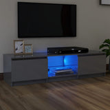 NNEVL TV Cabinet with LED Lights High Gloss Grey 140x40x35.5 cm
