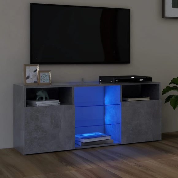 NNEVL TV Cabinet with LED Lights Concrete Grey 120x30x50 cm