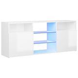 NNEVL TV Cabinet with LED Lights High Gloss White 120x30x50 cm
