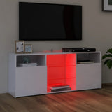 NNEVL TV Cabinet with LED Lights High Gloss White 120x30x50 cm