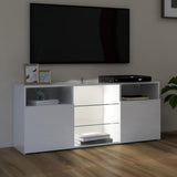 NNEVL TV Cabinet with LED Lights High Gloss White 120x30x50 cm