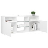 NNEVL TV Cabinet with LED Lights High Gloss White 120x30x50 cm