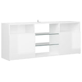NNEVL TV Cabinet with LED Lights High Gloss White 120x30x50 cm