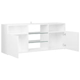 NNEVL TV Cabinet with LED Lights High Gloss White 120x30x50 cm
