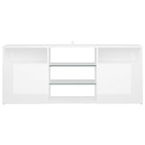 NNEVL TV Cabinet with LED Lights High Gloss White 120x30x50 cm