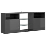 NNEVL TV Cabinet with LED Lights High Gloss Grey 120x30x50 cm