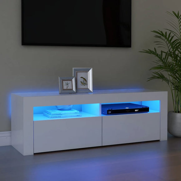 NNEVL TV Cabinet with LED Lights White 120x35x40 cm