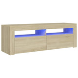 NNEVL TV Cabinet with LED Lights Sonoma Oak 120x35x40 cm