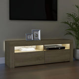 NNEVL TV Cabinet with LED Lights Sonoma Oak 120x35x40 cm