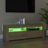 NNEVL TV Cabinet with LED Lights Sonoma Oak 120x35x40 cm