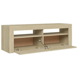 NNEVL TV Cabinet with LED Lights Sonoma Oak 120x35x40 cm