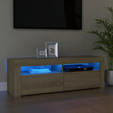 NNEVL TV Cabinet with LED Lights Sonoma Oak 120x35x40 cm