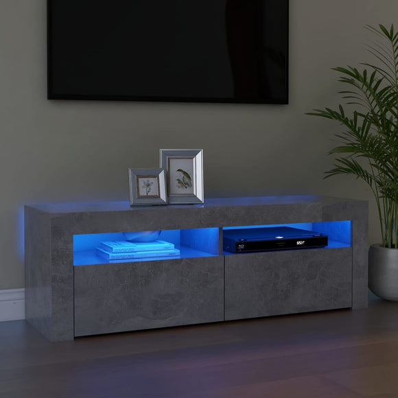 NNEVL TV Cabinet with LED Lights Concrete Grey 120x35x40 cm