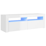 NNEVL TV Cabinet with LED Lights High Gloss White 120x35x40 cm