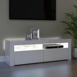 NNEVL TV Cabinet with LED Lights High Gloss White 120x35x40 cm