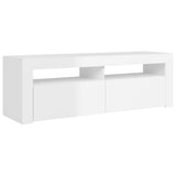 NNEVL TV Cabinet with LED Lights High Gloss White 120x35x40 cm