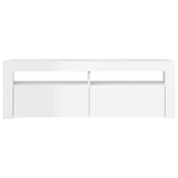 NNEVL TV Cabinet with LED Lights High Gloss White 120x35x40 cm