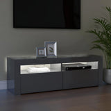 NNEVL TV Cabinet with LED Lights High Gloss Grey 120x35x40 cm